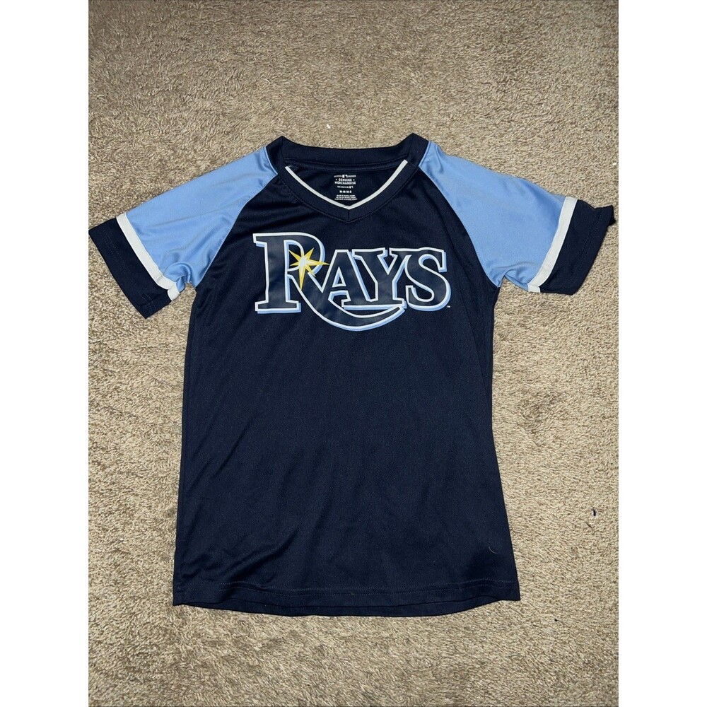 Tampa Bay Rays Shirt Boys Medium Blue MLB Baseball Short Sleeve